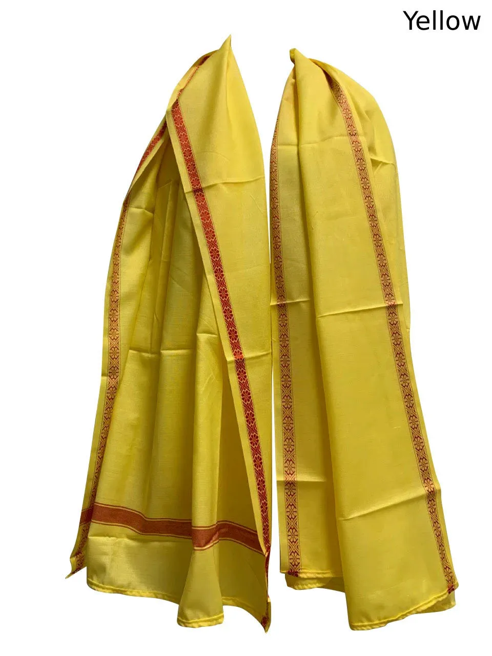 Indian Cotton Unisex Yoga Meditation Traditional Border Prayer Shawl Wrap Scarf Fabric Large