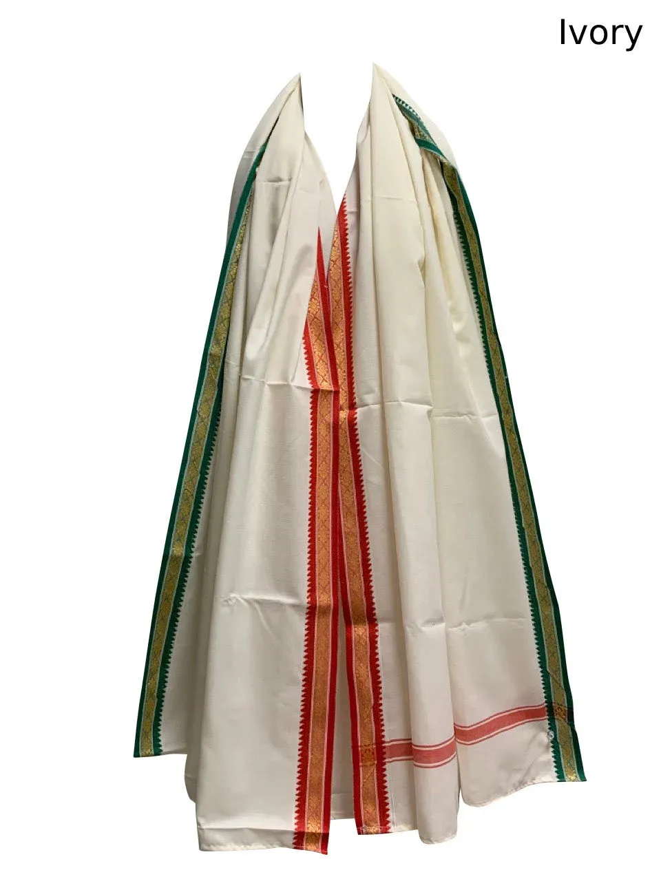 Indian Cotton Unisex Yoga Meditation Traditional Border Prayer Shawl Wrap Scarf Fabric Large