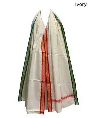 Indian Cotton Unisex Yoga Meditation Traditional Border Prayer Shawl Wrap Scarf Fabric Large