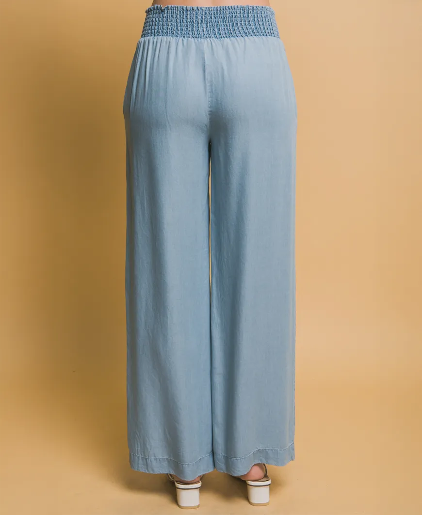 Ivy Wide Leg Pant - Light Blue