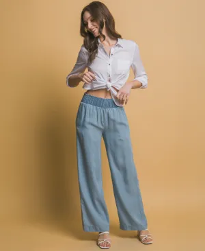 Ivy Wide Leg Pant - Light Blue