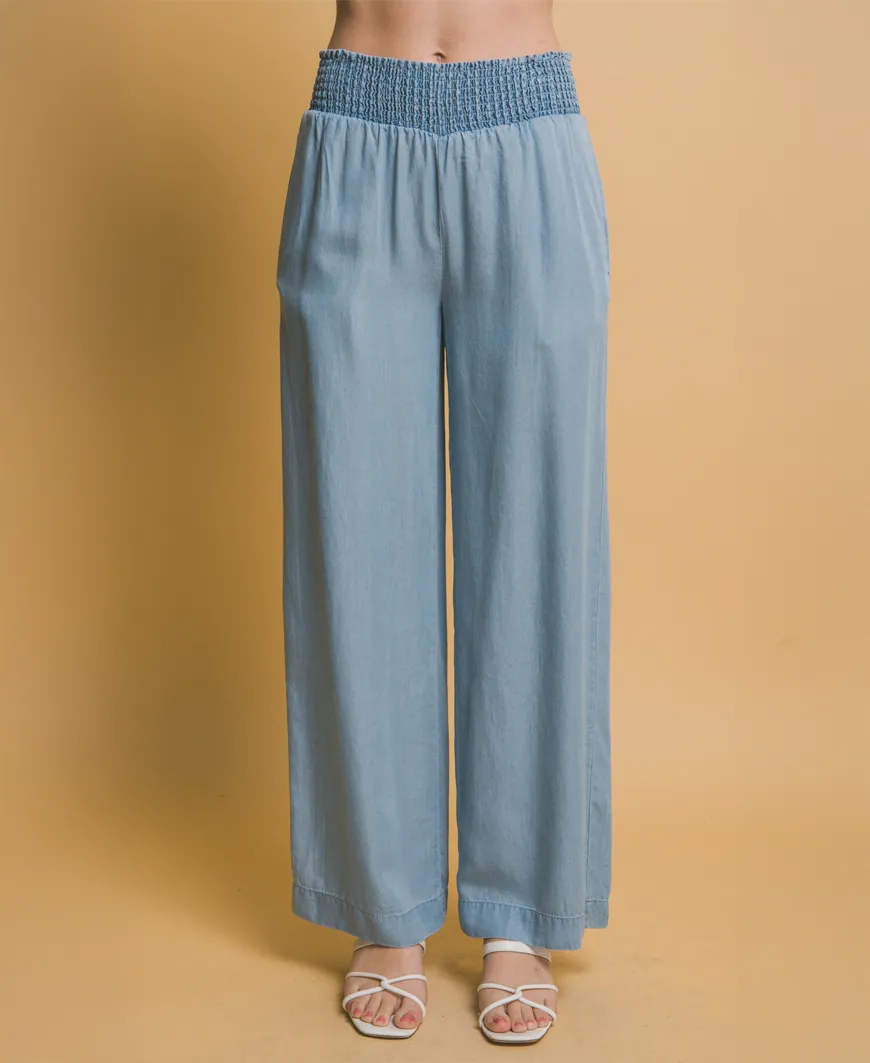 Ivy Wide Leg Pant - Light Blue