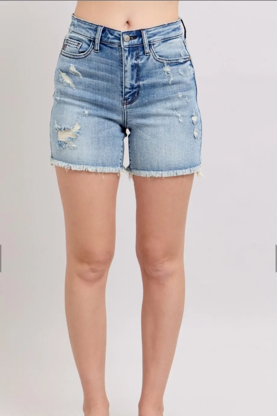 Judy Blue High Rise Denim Short Distressed