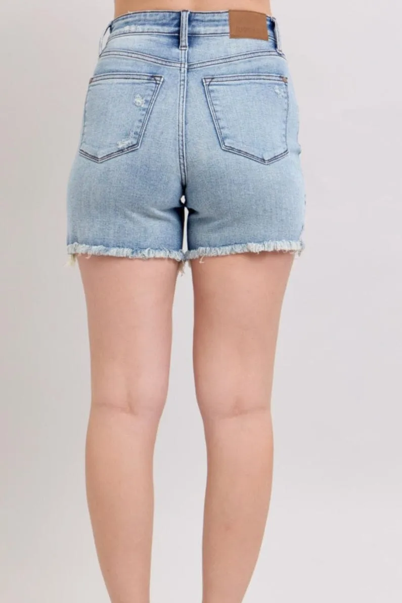 Judy Blue High Rise Denim Short Distressed