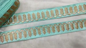 Light Blue Embellished Fancy Lace