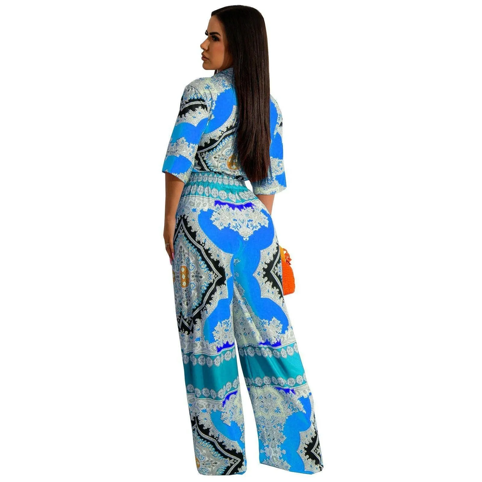 Lucie Casual Print Top and Pants Two-piece set-FINAL SALE