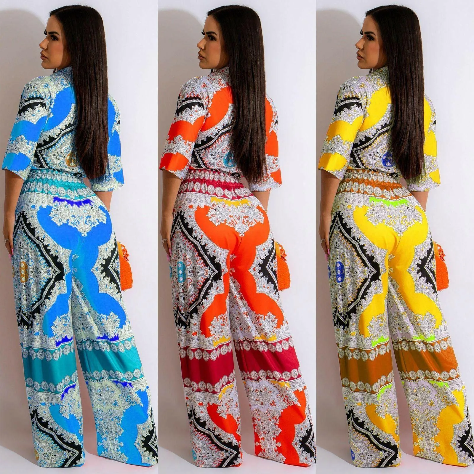 Lucie Casual Print Top and Pants Two-piece set-FINAL SALE