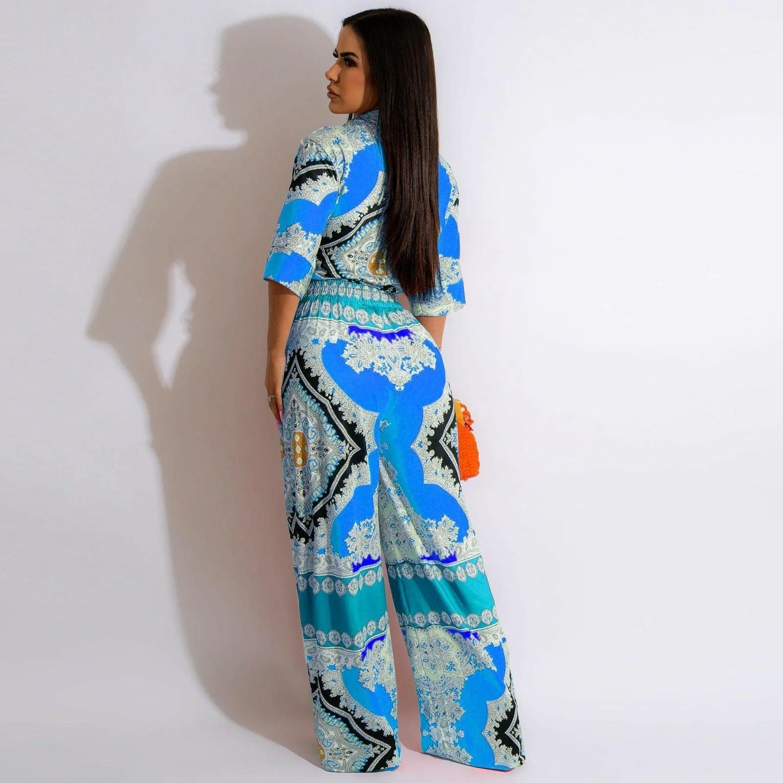 Lucie Casual Print Top and Pants Two-piece set-FINAL SALE