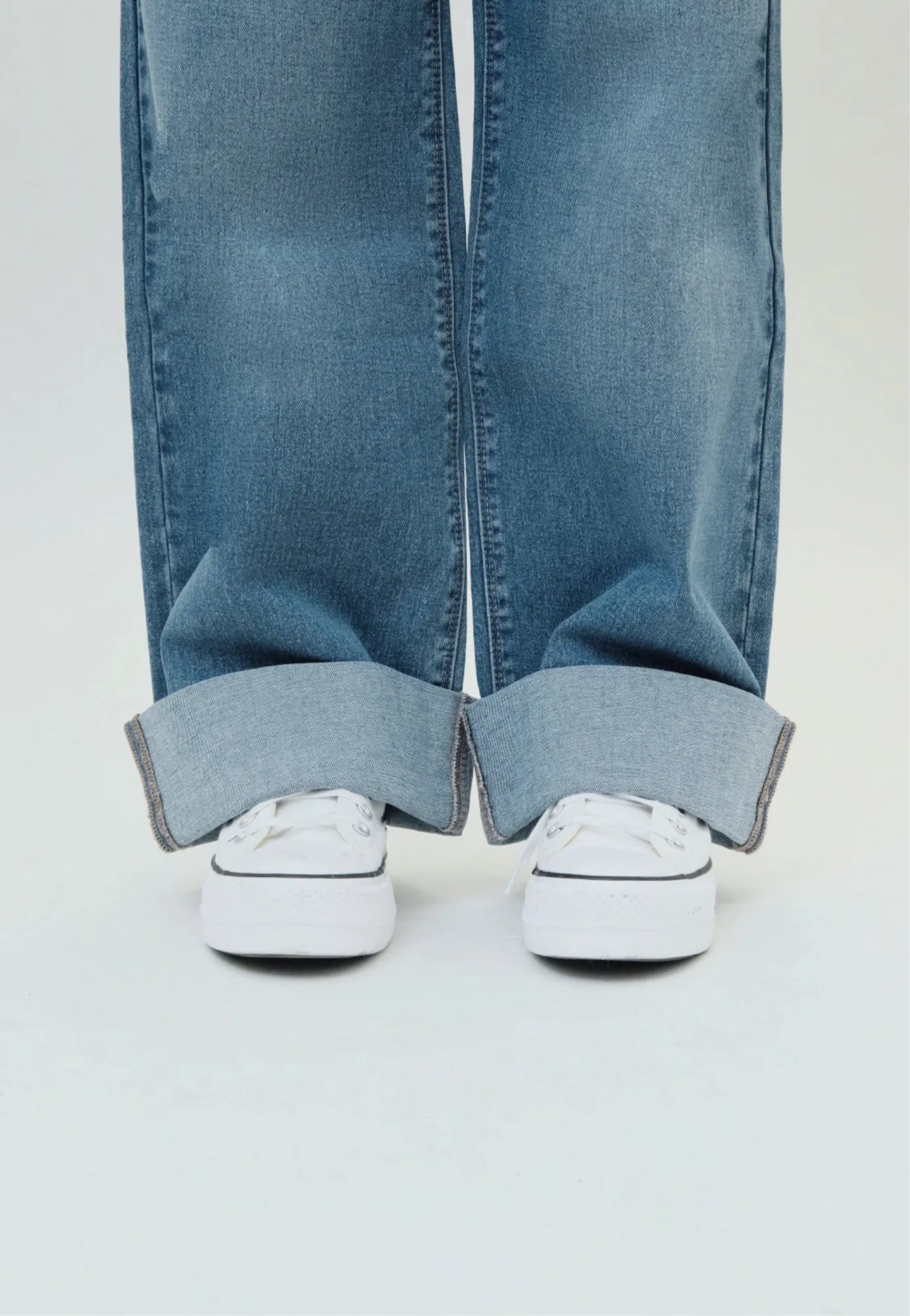 Maternity Roll Cuff Wide Leg Jean w/ Bellyband in Willa