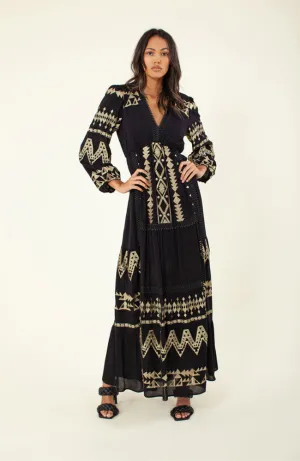 Maxi Dress in Black Multi Print
