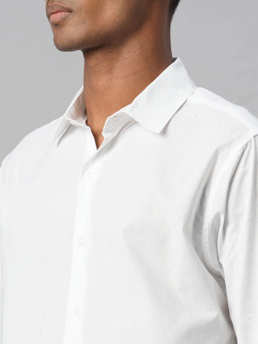 Men's White 100% Cotton Slim Fit Shirt