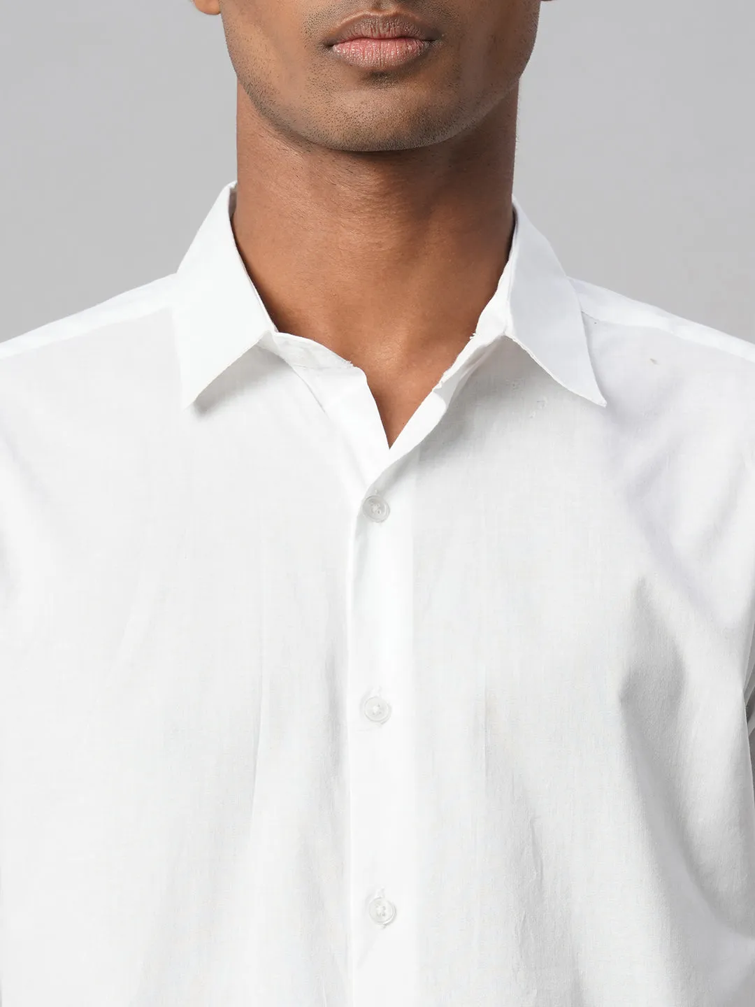 Men's White 100% Cotton Slim Fit Shirt