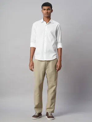 Men's White 100% Cotton Slim Fit Shirt