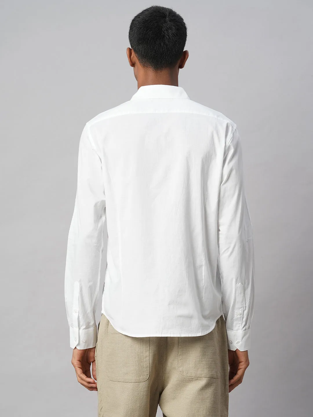 Men's White 100% Cotton Slim Fit Shirt