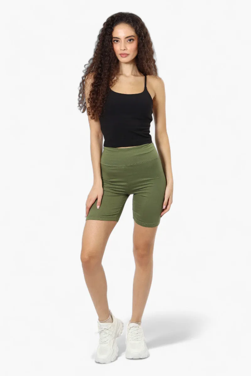 Mikk High Waisted Biker Shorts - Olive