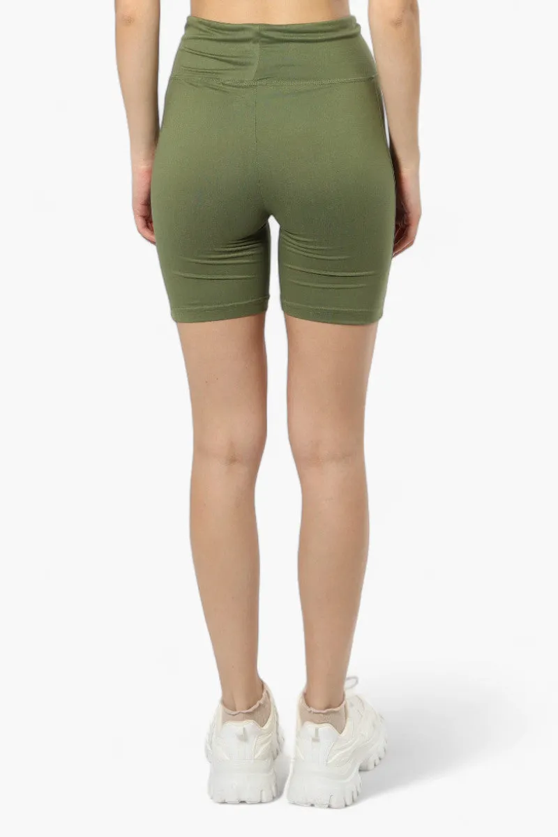 Mikk High Waisted Biker Shorts - Olive