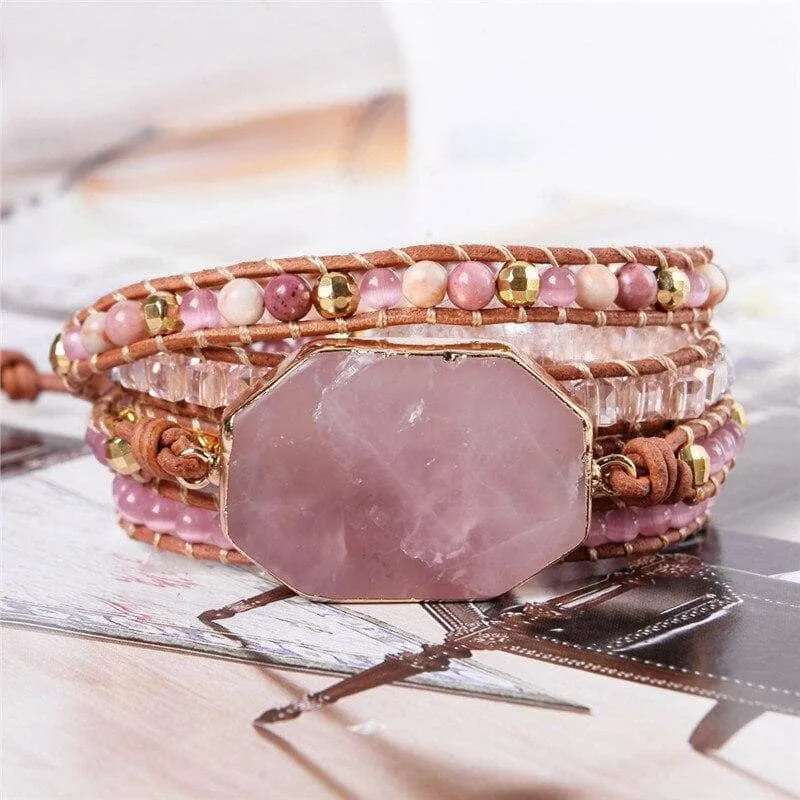 Mixed Natural Stones 5 Wraps Bohemian Bracelet