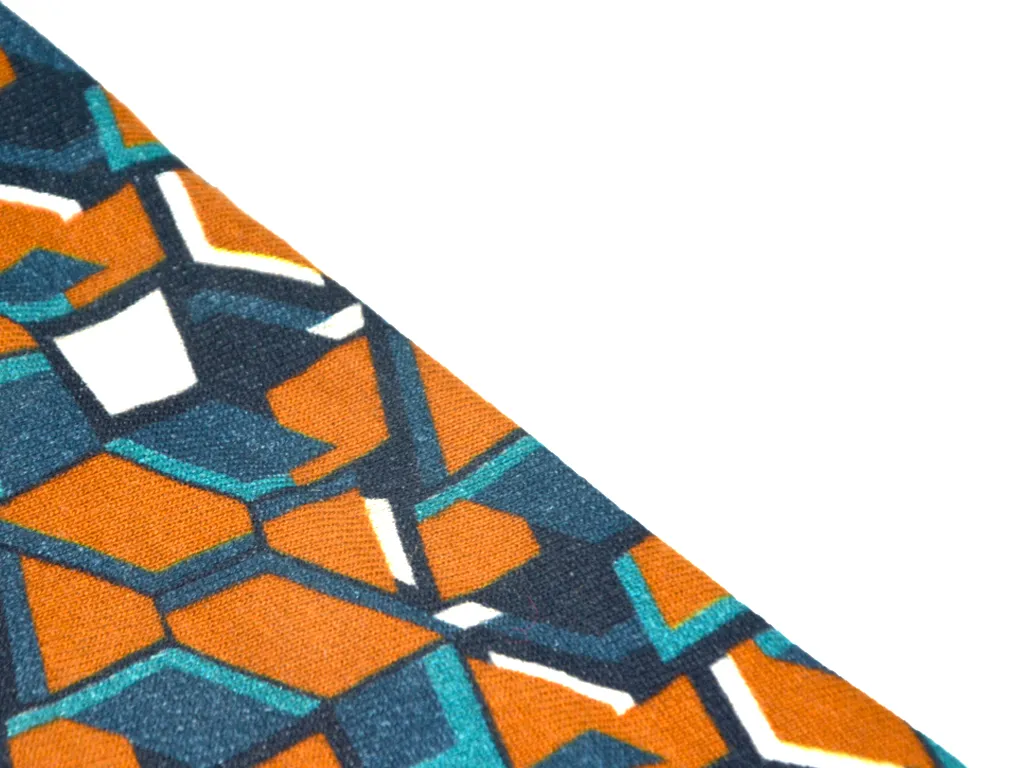 Mustard Turquoise Knitted Cotton Jersey Fabric