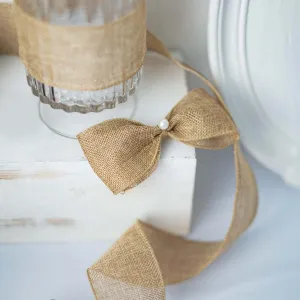 Natural Tone Wired Burlap Ribbon Wholesale 2.5" x 10 Yards