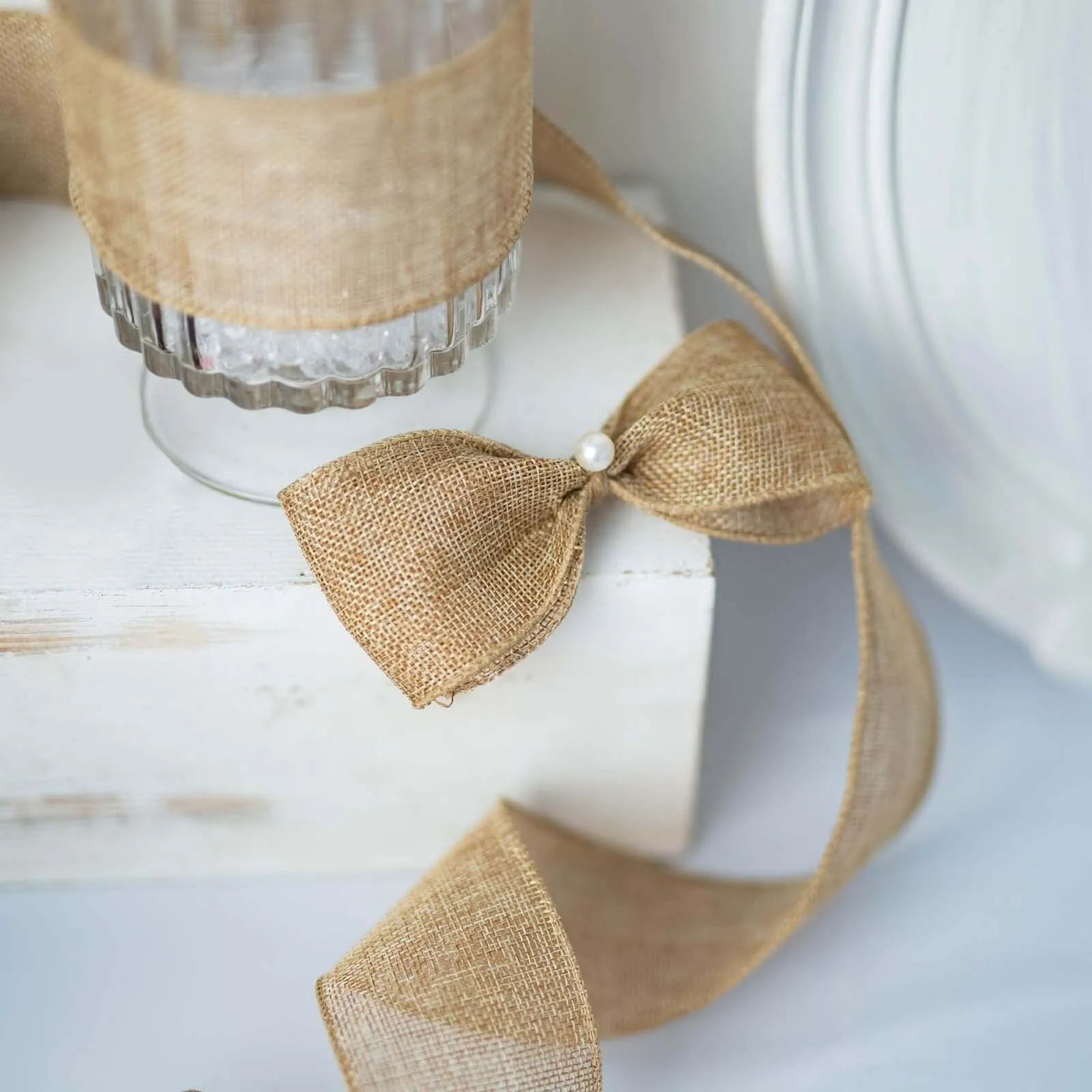 Natural Tone Wired Burlap Ribbon Wholesale 2.5" x 10 Yards