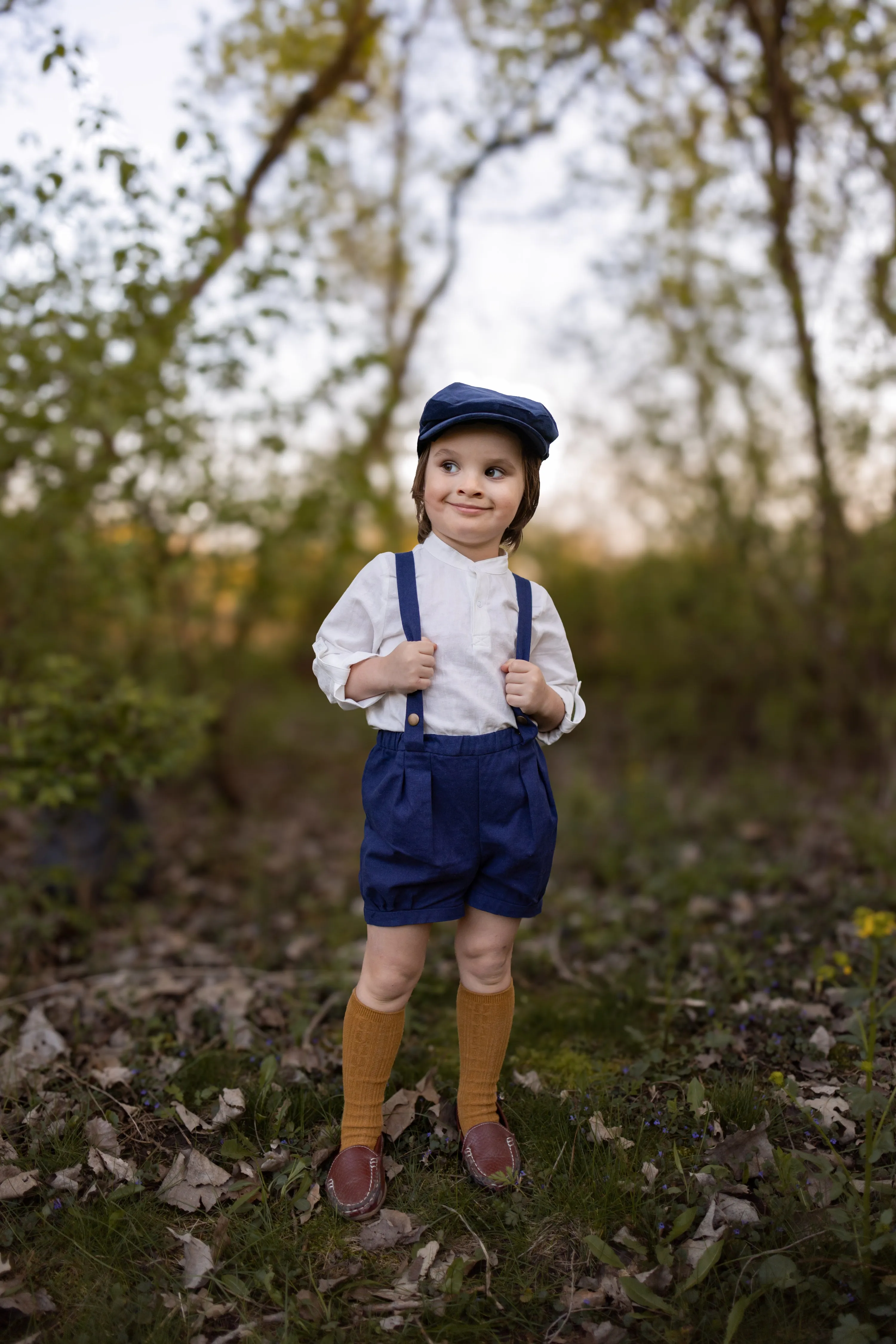 Navy Suspender Shorts