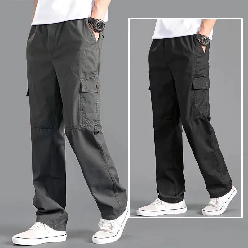 New Cargo Pants Men's Loose Straight Oversize Clothing Solid Grey Versatile Work Wear Black Joggers Cotton Casual Male Trousers
