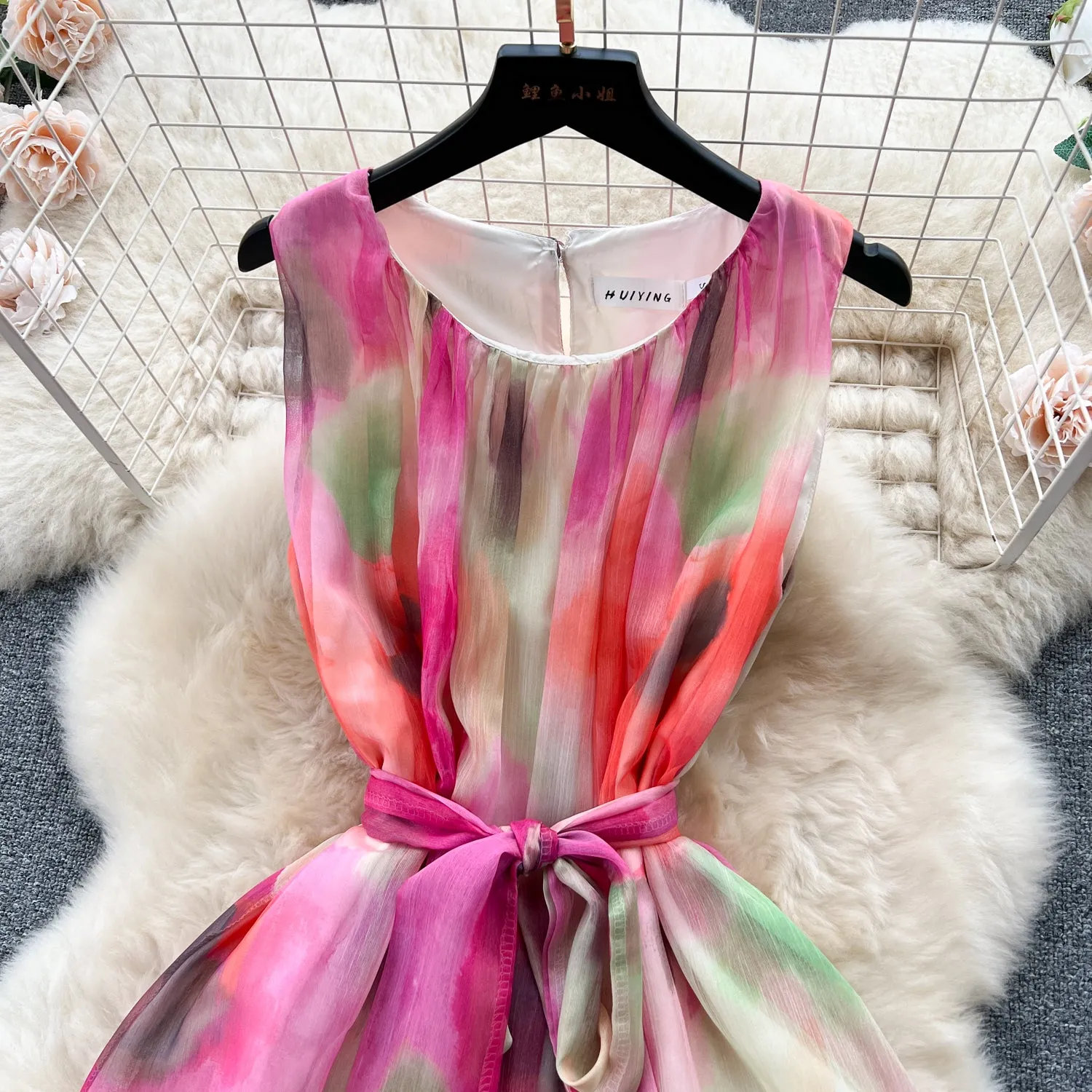 Niche Colorful Tie-dye Sleeveless Dress
