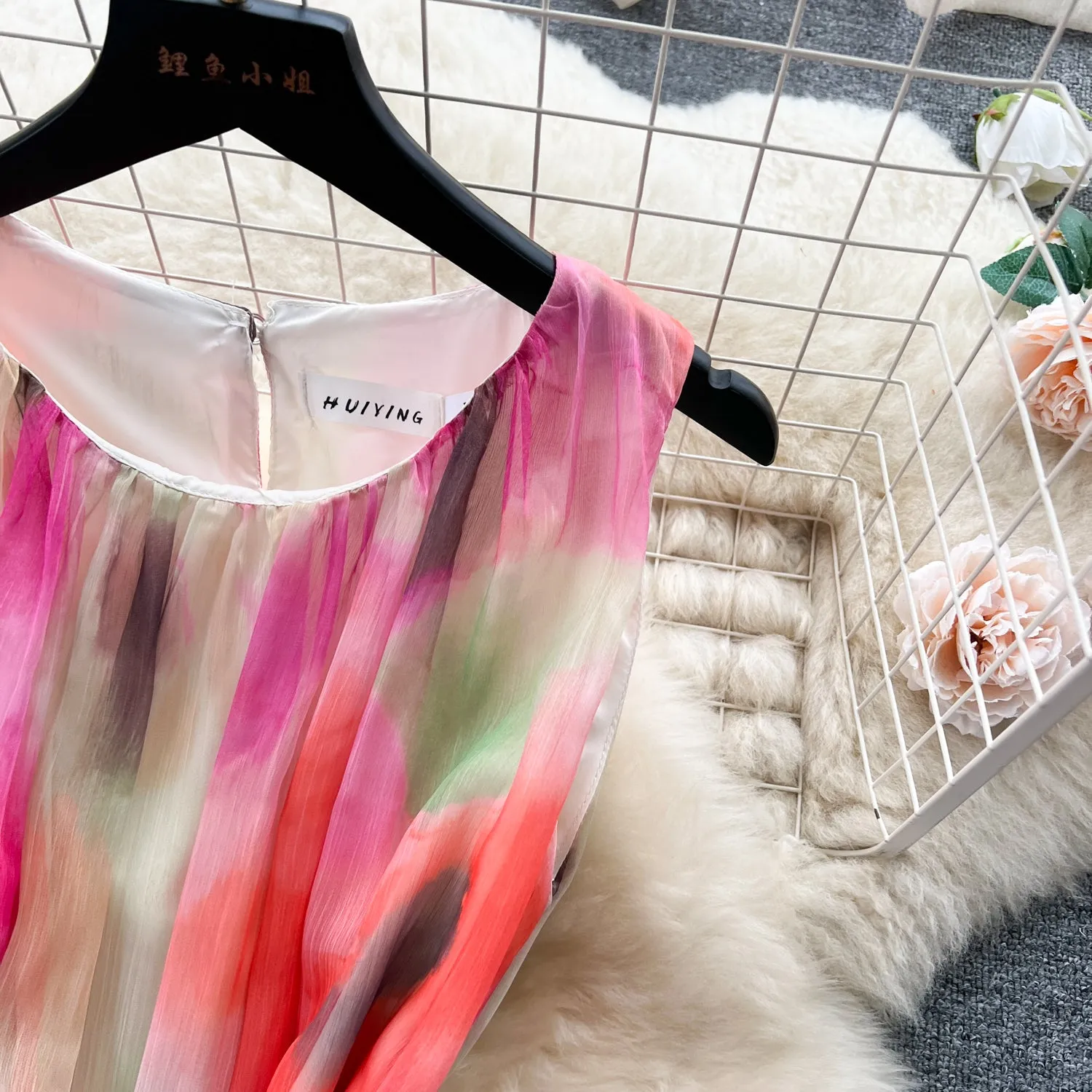 Niche Colorful Tie-dye Sleeveless Dress