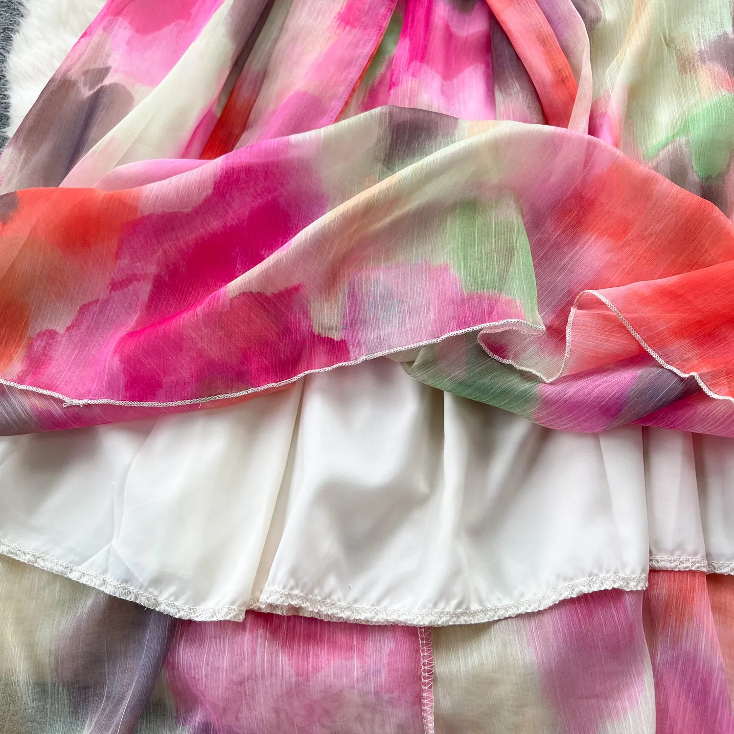 Niche Colorful Tie-dye Sleeveless Dress
