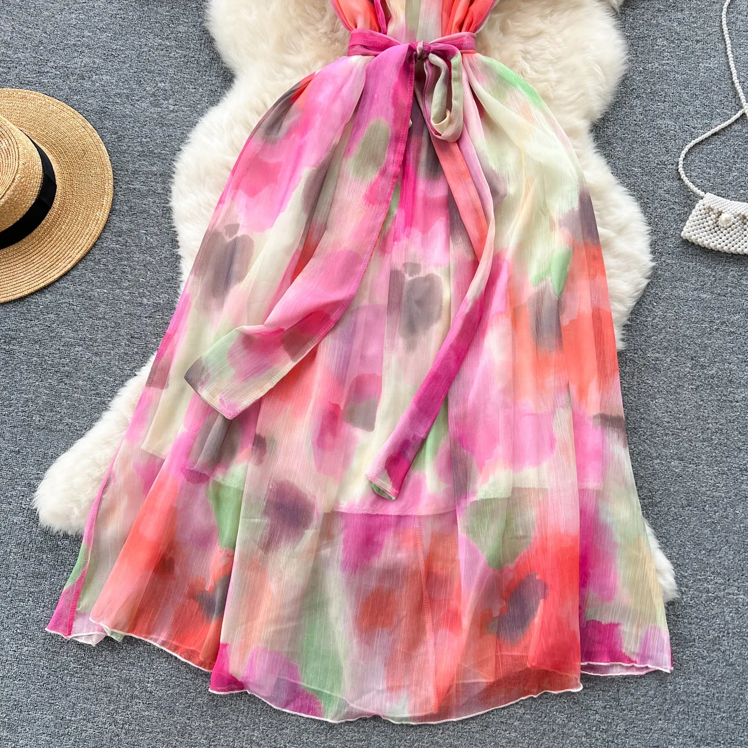 Niche Colorful Tie-dye Sleeveless Dress