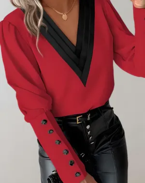 Nova - Trendy Longsleeve Top Met V-Hals