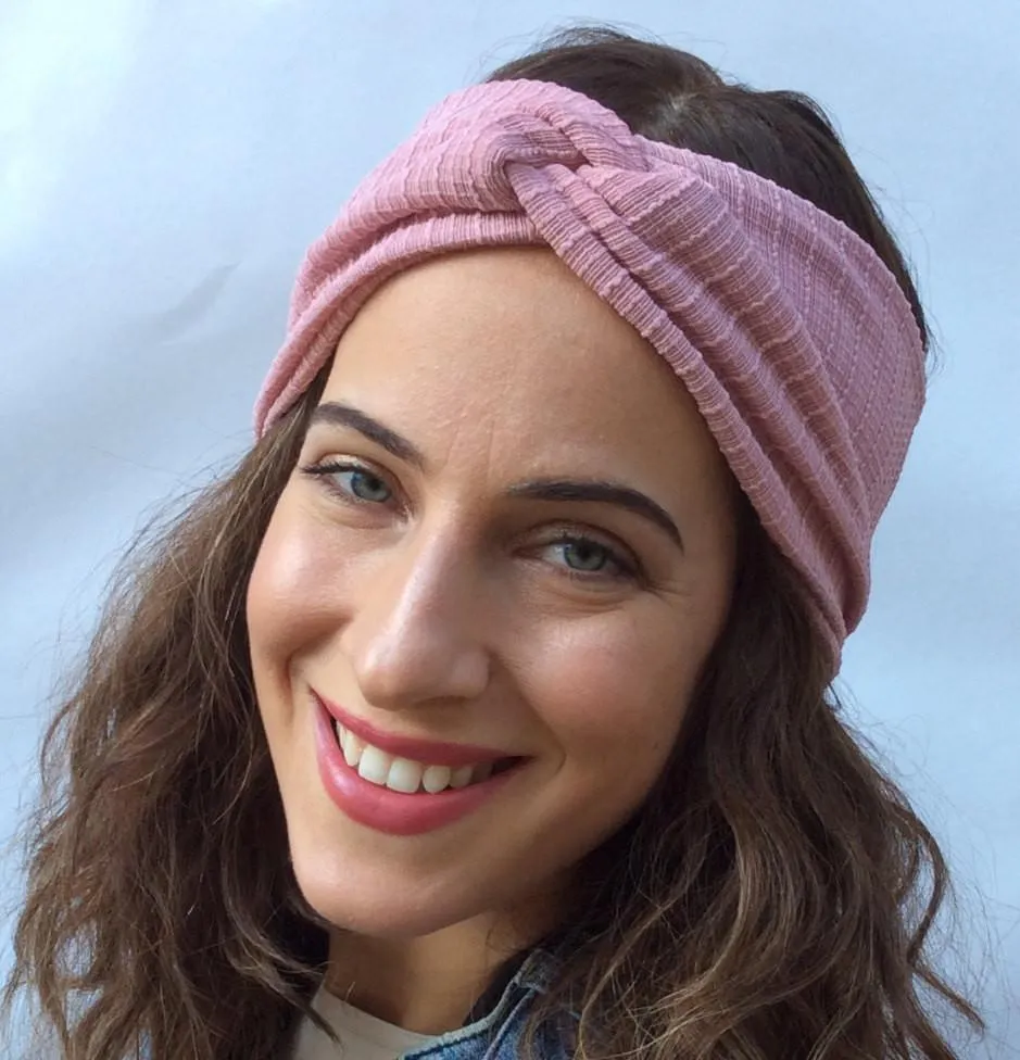 Nude Pink Turban Twist Fashion Headband For Applying Make Up
