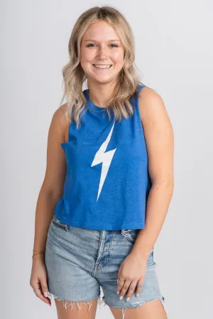 OKC bolt crop tank top royal blue