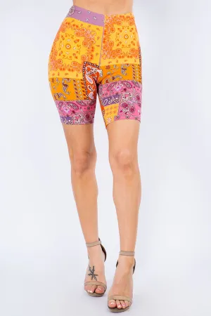 Paisley Print Biker Shorts