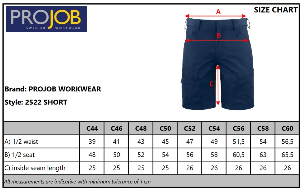ProJob 7 Pocket Men's Stretch Shorts | Flat Fronted | Contrast Flex Panel | 6 Colours | S-6XL