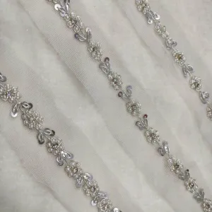 Pure White Embellished Handwork Trim (Wholesale)