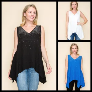 Rhinestone Sharkbite Tank Top
