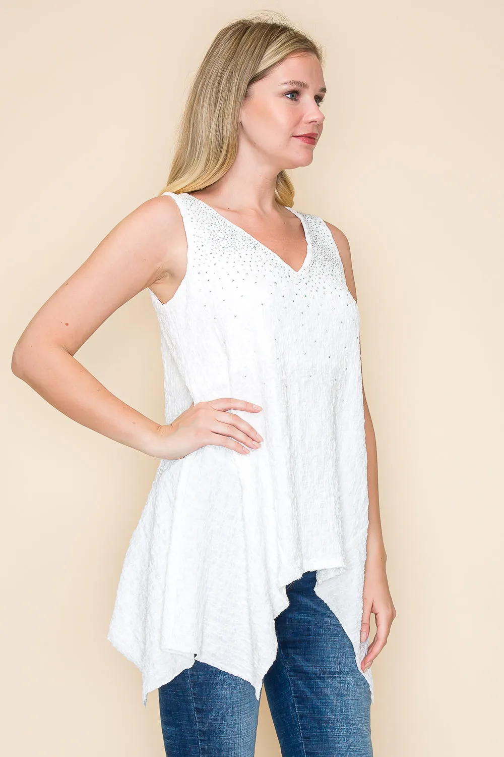 Rhinestone Sharkbite Tank Top