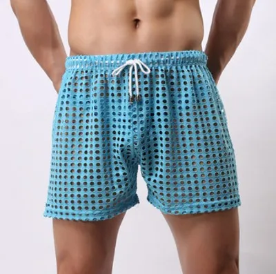 Sheer Fishnet Mesh Pink Shorts - Unisex Swim Shorts for Beach and Resort Wear