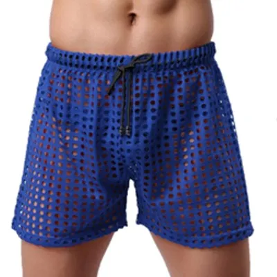 Sheer Fishnet Mesh Pink Shorts - Unisex Swim Shorts for Beach and Resort Wear