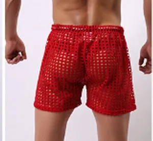 Sheer Fishnet Mesh Pink Shorts - Unisex Swim Shorts for Beach and Resort Wear
