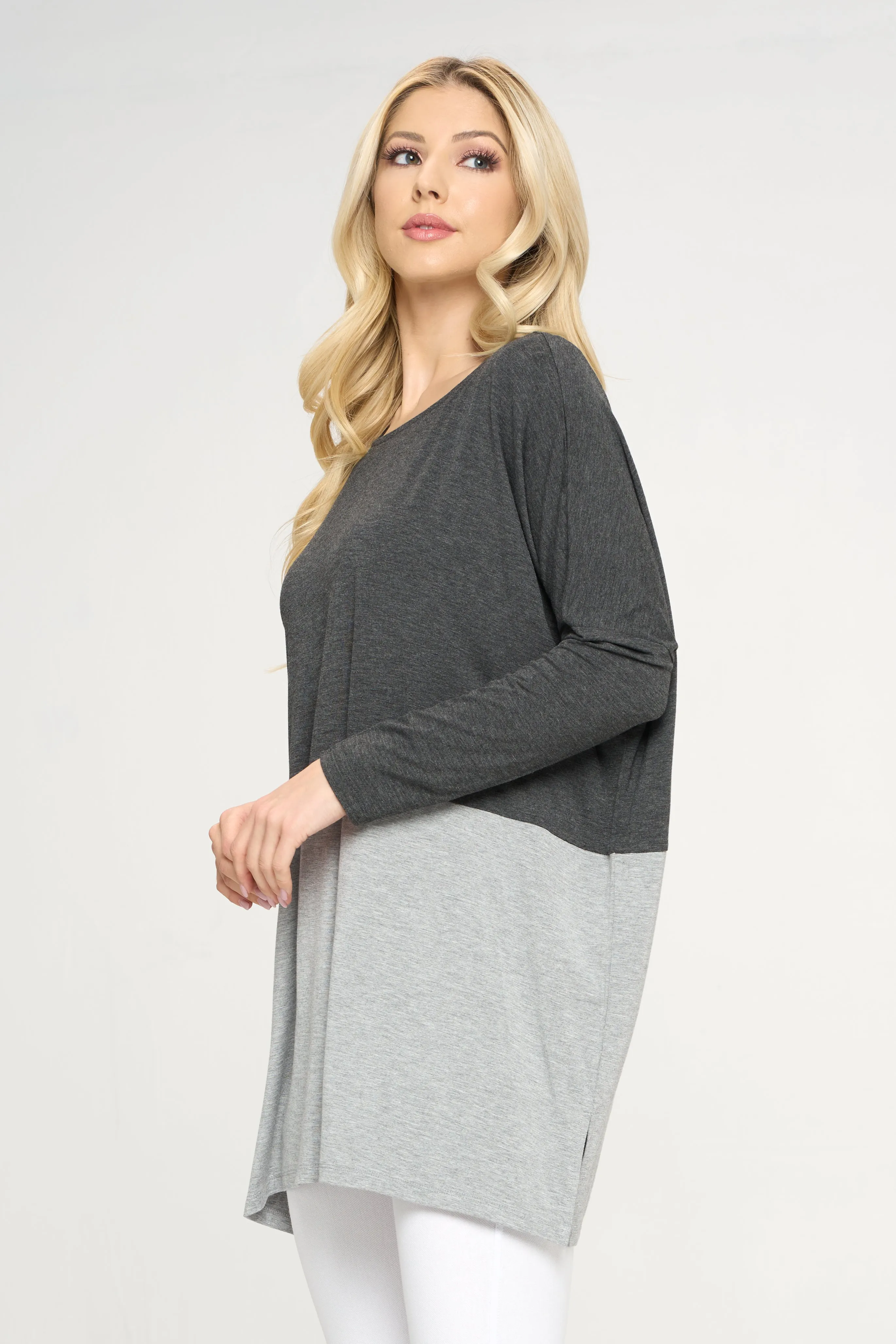 Simple Colorblock Long Sleeve Top