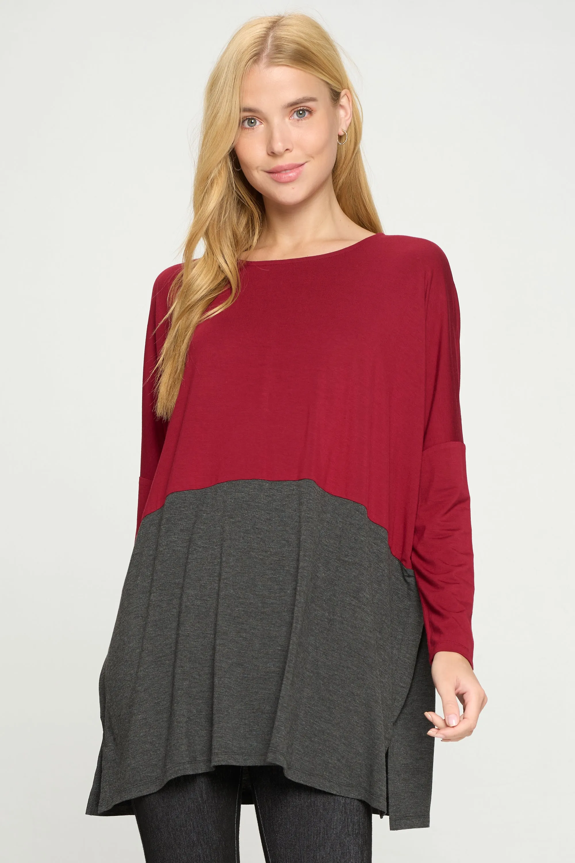 Simple Colorblock Long Sleeve Top