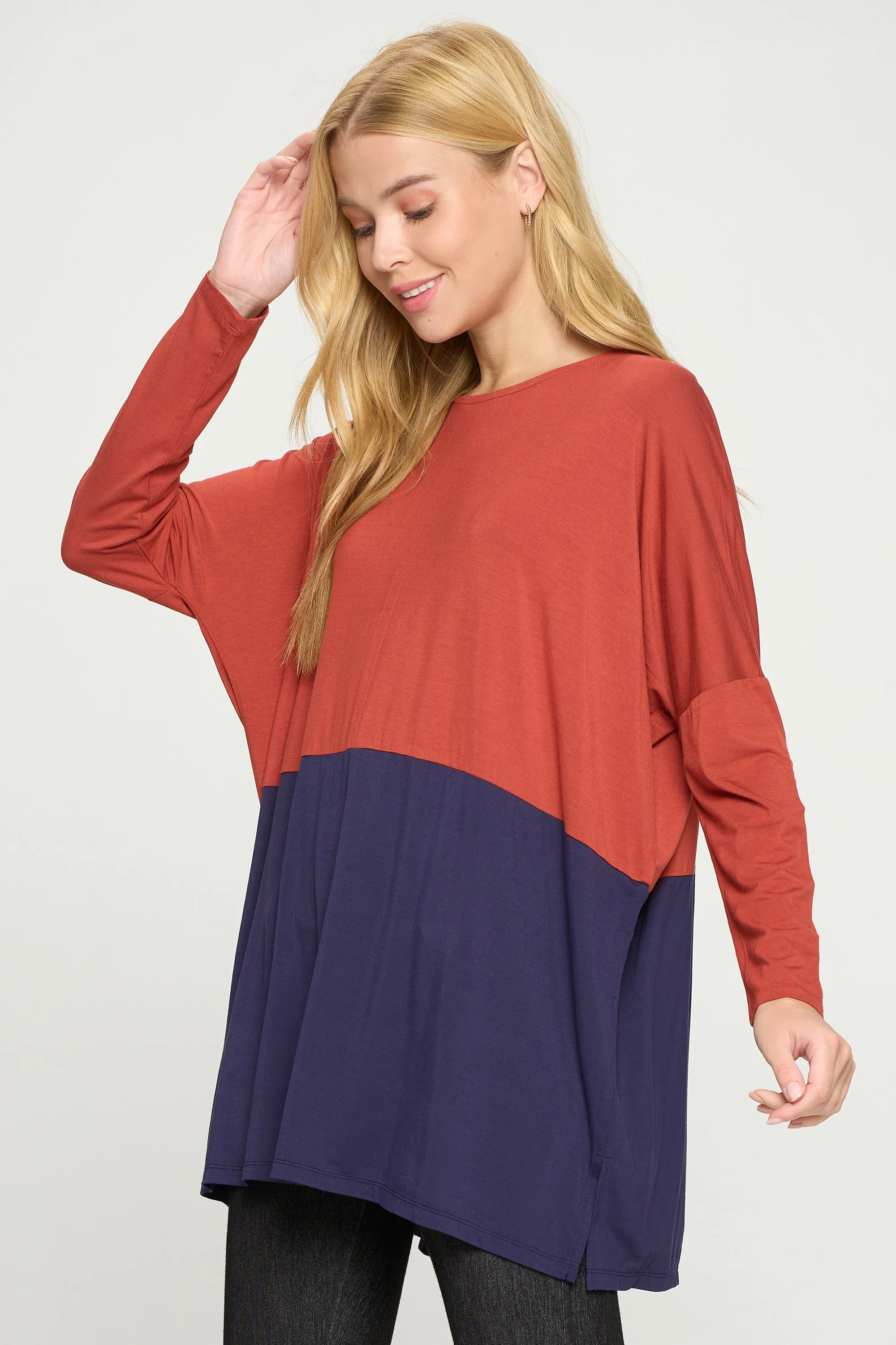 Simple Colorblock Long Sleeve Top