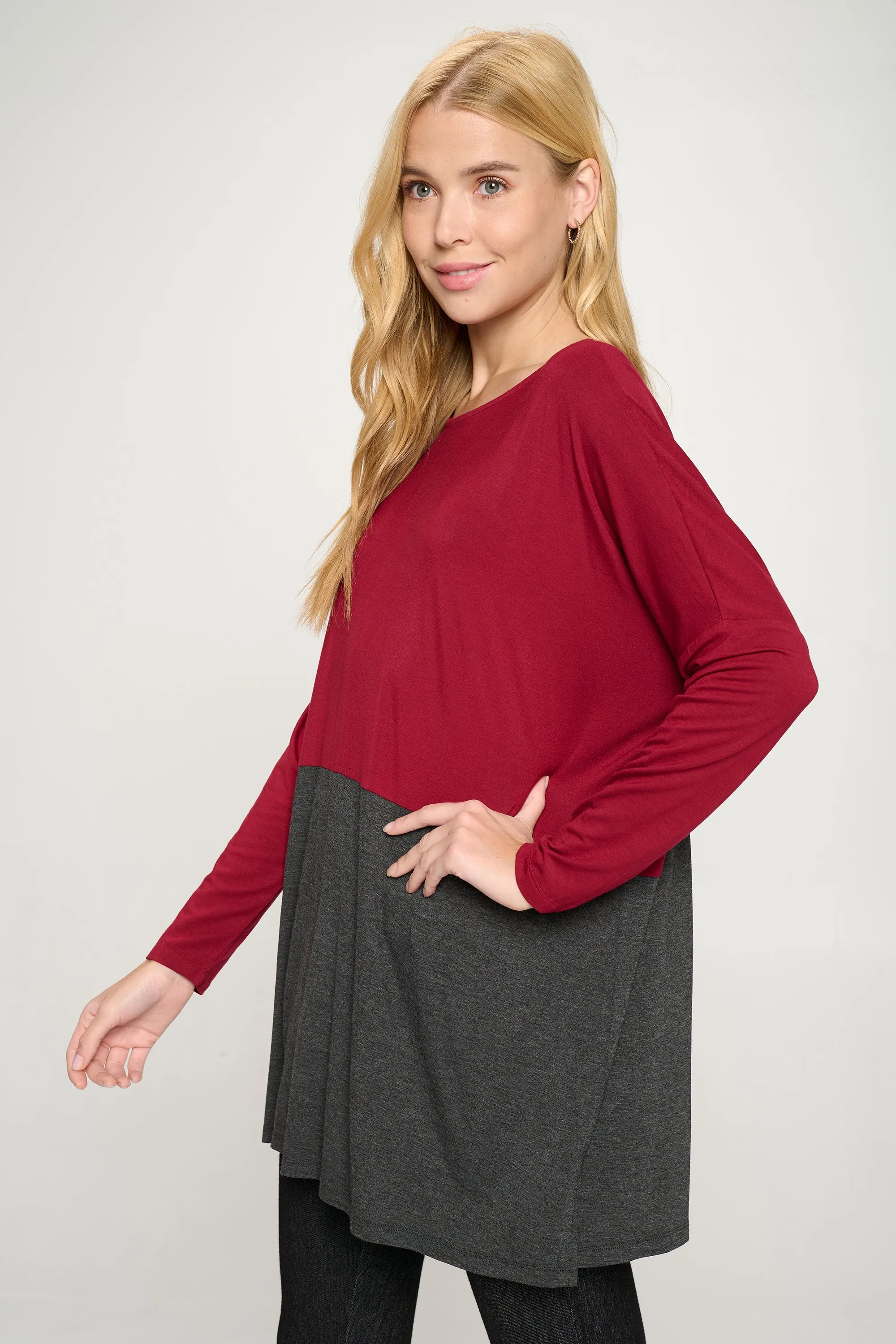 Simple Colorblock Long Sleeve Top