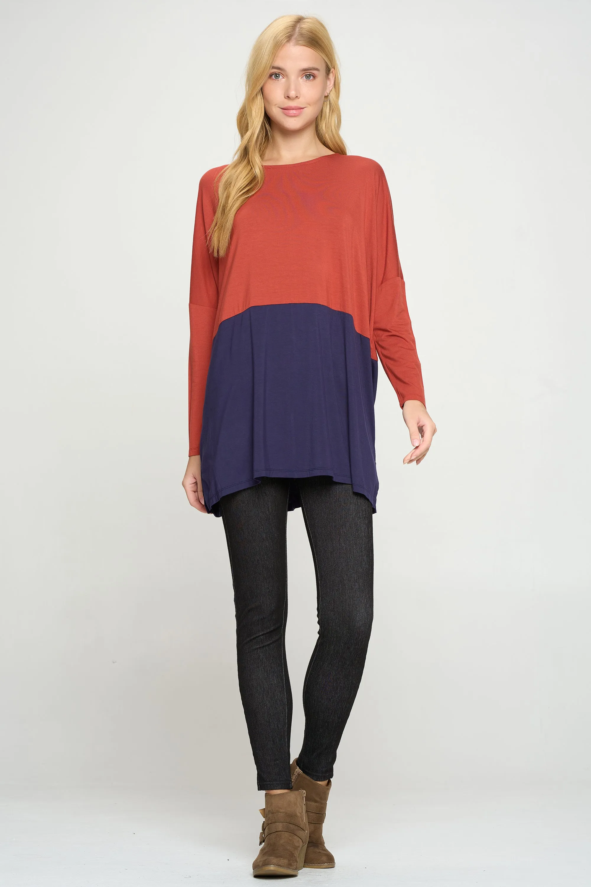 Simple Colorblock Long Sleeve Top