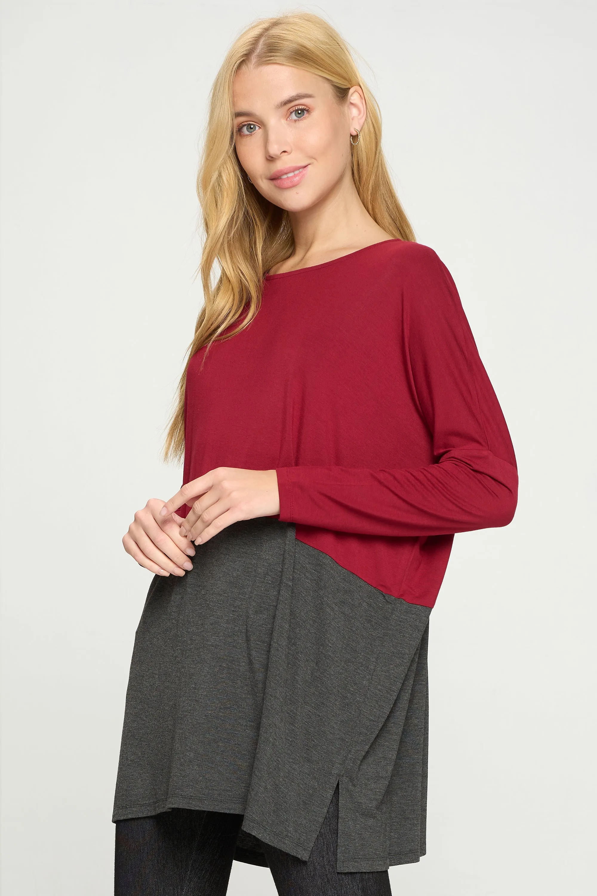 Simple Colorblock Long Sleeve Top