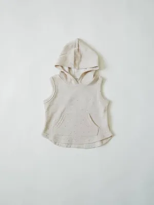 Sleeveless Hoodie - Beige Speckle