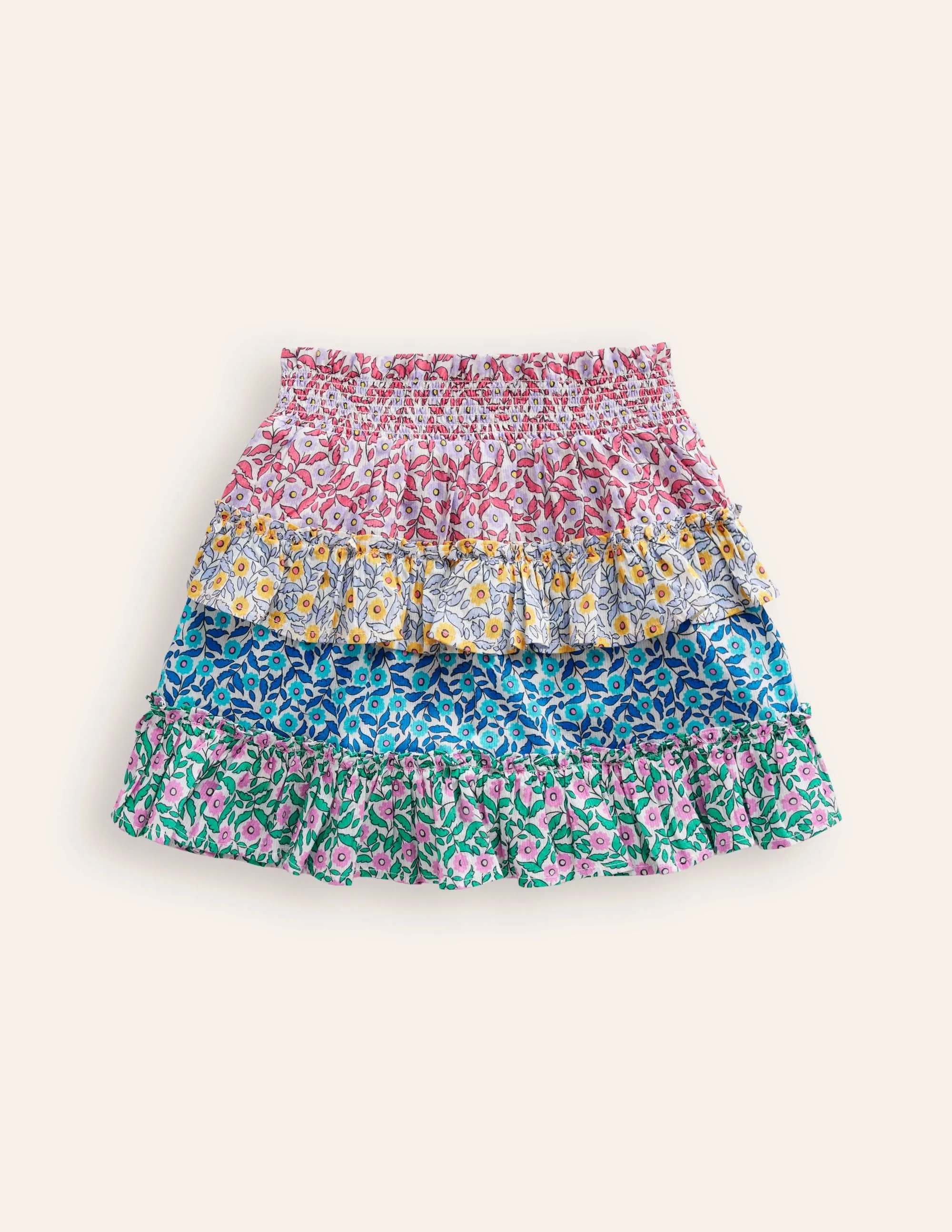 Tiered Printed Skort-Hotchpotch Floral