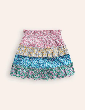 Tiered Printed Skort-Hotchpotch Floral